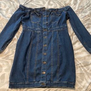 Over the shoulder denim dress